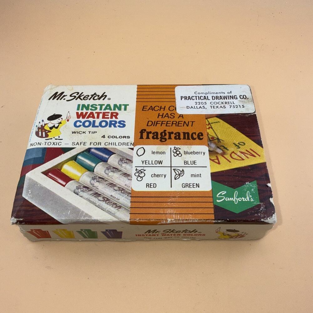 Sanford Mr. Sketch Scented Instant Water Color Markers 4 Color Set 1980s VTG